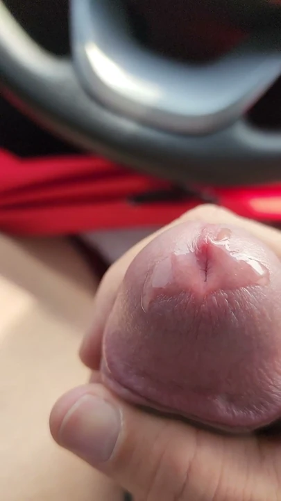Hot guy jerking off and precumming close up super mushroom cock in public parking lot | Clip 3