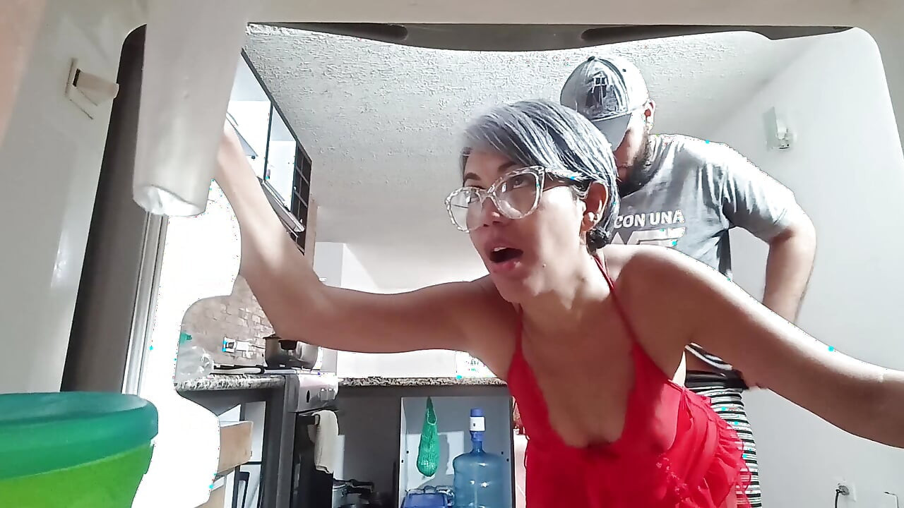 I went to the kitchen and he stuck his cock all the way in.