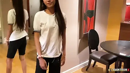 JohnTronX - Slim tattooed Asian amateur gets pounded and creampied hard