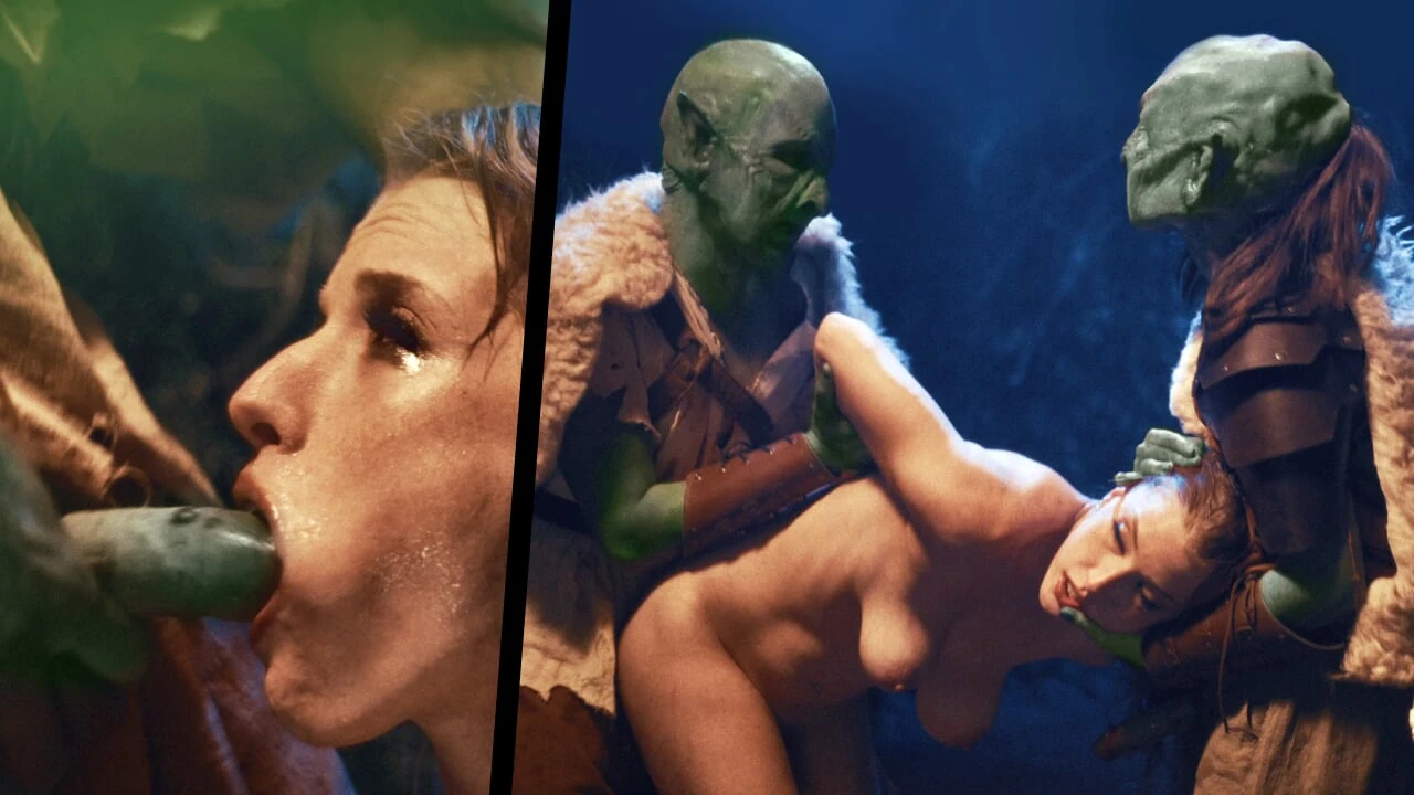 Orc Goblin Sex Dungeon - خيال فتاة ذات شعر أحمر تحولت إلى عبد وتمتلئ بالمني الساخن