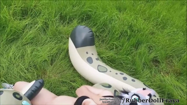 Horny masturbates on the pool toy, Fur edition