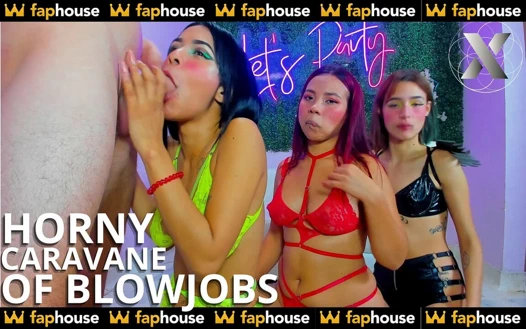 Azgın ve güzel kızlar ateşli saksolardan harika bir karavan yapıyor