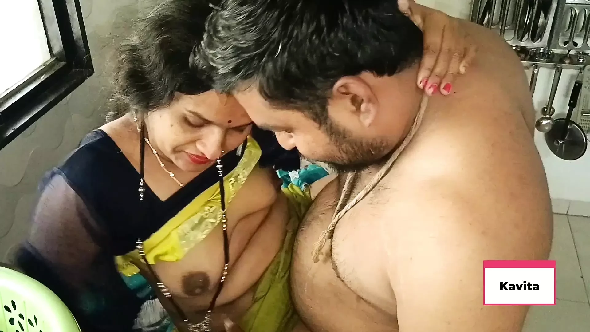 Desi Indian Kavita Maid fuck with Houseowner Tatya in kitchen , pussy licking, licking ass, missionary, doggystyle , hindi audio