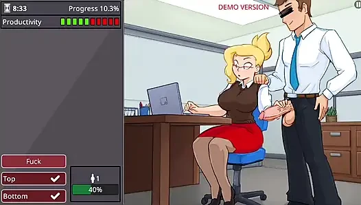 Office girl with big boobs and big ass barely working