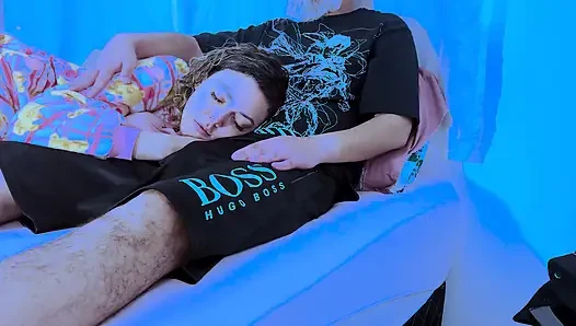 Stepdaughter ends up giving a blowjob until her mouth is full of cum.