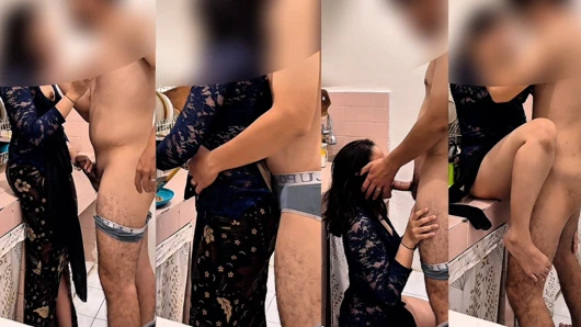 Almost Caught, Cheating Maid While Cooking In The Kitchen