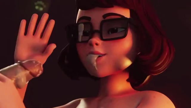 Сумасшедшая возбужденная Velma делает невероятный минет со спермой на лицо