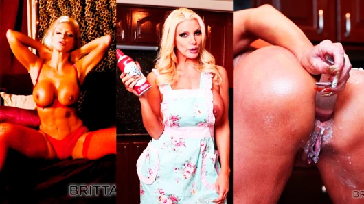 Ateşli Brittany Andrews dildoyla kendini fışkırtıyor!