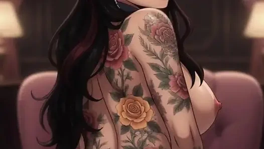 100 % AI généré de la fumée anime et des tatouages fétiche POV COACHING MASTURBATOIRE SOLO, dirty talk, taquinage
