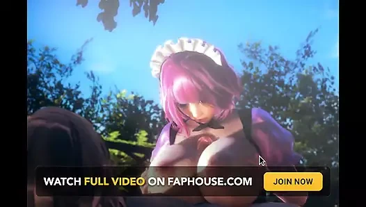 Kokoro hizmetçi ateşli memeyle muamele ve dölleme - animasyon