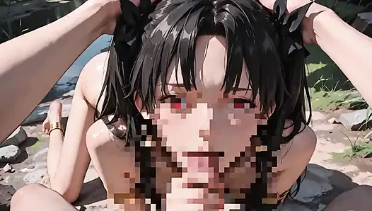 Alacakaranlıkta tapınakta yavaşça kıyafetlerini çıkarıyor