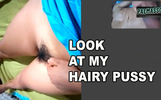 I had my first time, a video call with my compadre: I show him my hairy pussy so he can masturbate. How nice!
