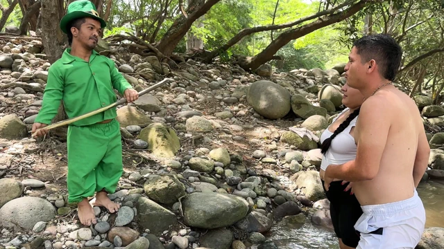 Mysterious magic goblin makes me fuck my big ass stepsister in exchange for letting us out of her magical river