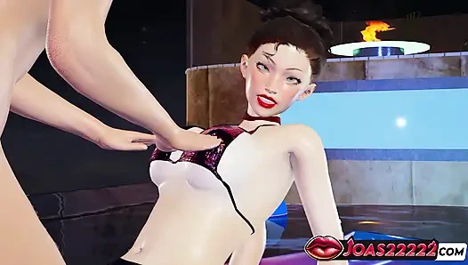 Ateşli kojuro havuzu 3d hentai - büyük meme masajı, pembe vibratör, amcık yalama fışkırtıyor