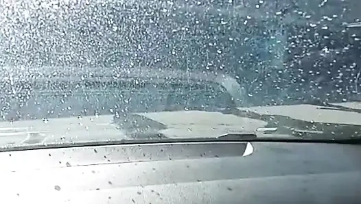 Public masturbate my pussy in the car wash, my husband's handjob in traffic! Part 1