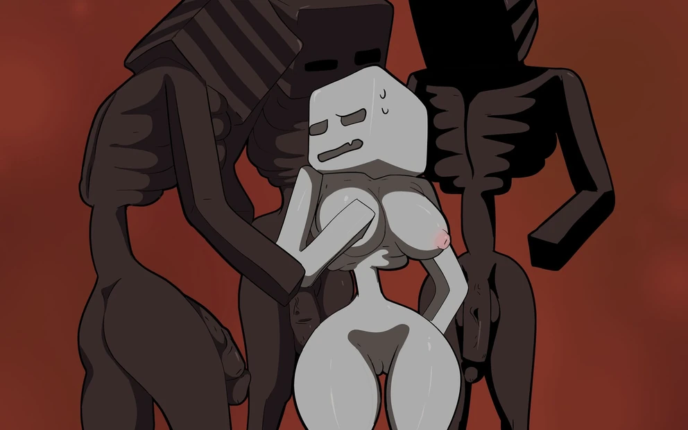 MineCraft 3 черных скелета и 1 белое.порно видео 2025