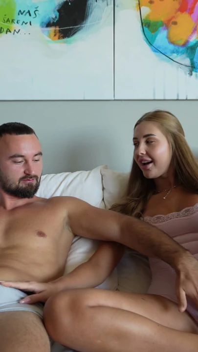 I was watching a movie with my stepsister, but she got turned on and started masturbating | Clip 2