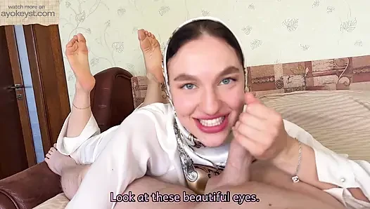 Deepthroat And Footjob by Sexy Beauty In Headscarf