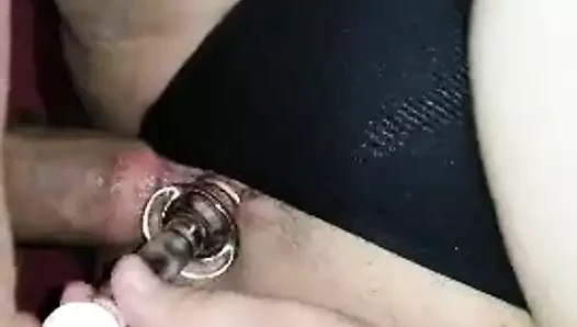 Bbw eş dp ile cam yapay penis