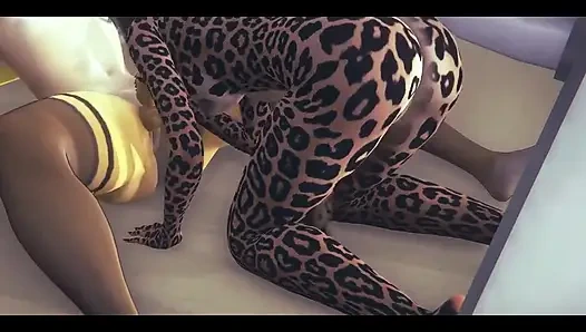 Tüylü hentai - fox ve leopar trende sikişiyor - Japon Asyalı manga anime film oyunu porno