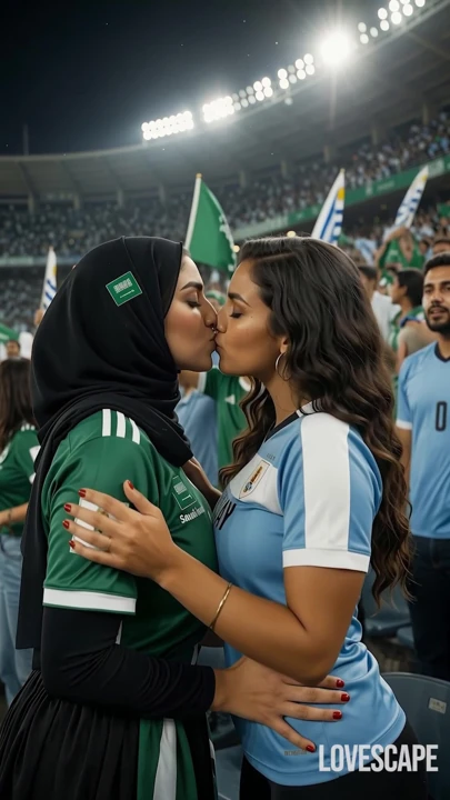 Suudi vs Uruguay edepsiz makyaj bağı (yapay zeka)