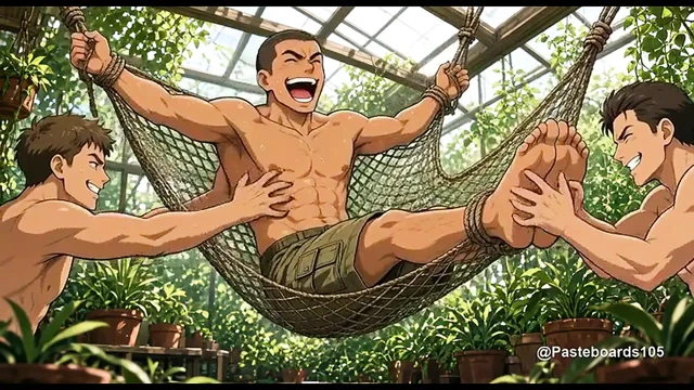 Sera Tezgahı - İplerle Bağlı, Parmaklar Kaburgalarında ve Çıplak Ayaklar (2D Anime Bara)