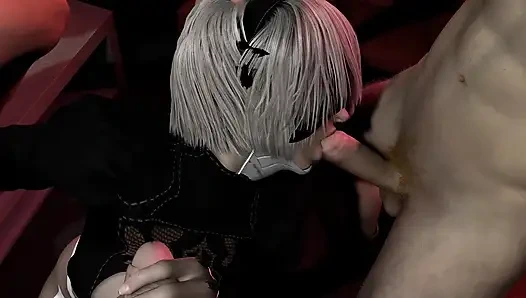 Yorha 2b çifte penetrasyonlu grup seks yapıyor - neir automata parodisi