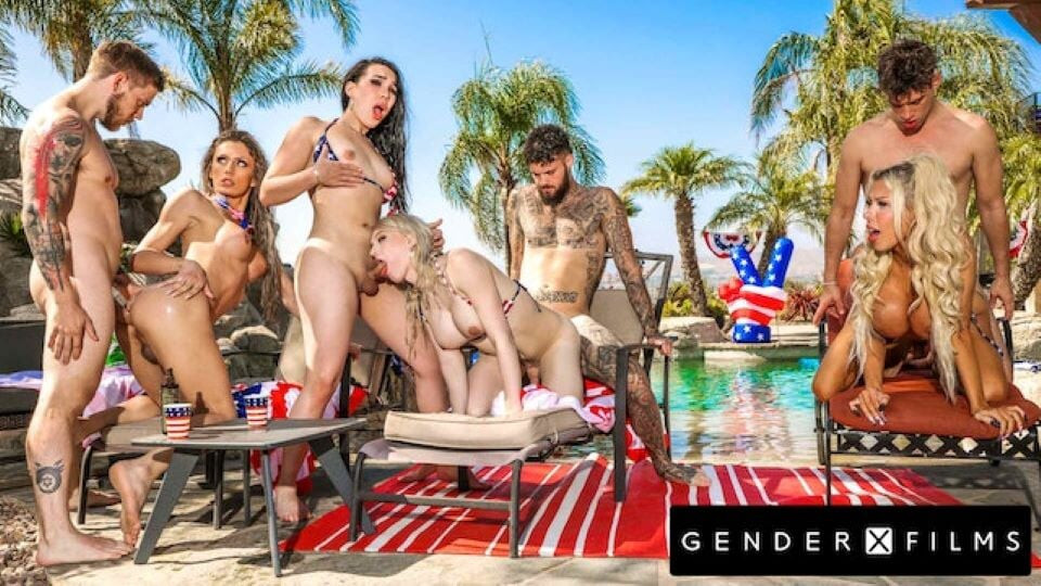 Genderxfilms - patlamalı trans bebek havuzda grup seks