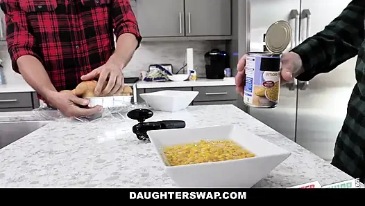 Cute Asian teen fucks her best friends Stepdad on thanksgiving
