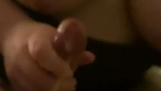 Slut with big tits jerks my cock