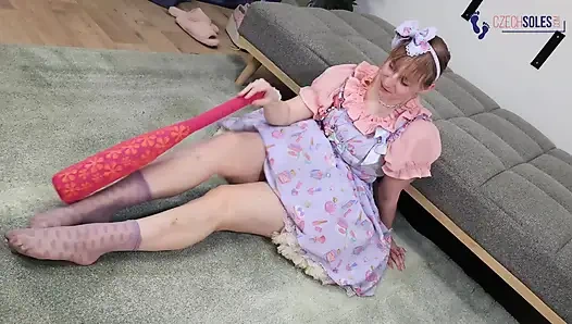 Yaramaz thea ile beyzbol sopası ayakla mastürbasyon oyunu