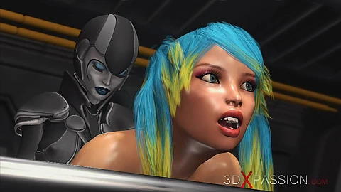 Bilimkurgu kadın android bir uzay gemisinde strapon ile kız sikikleri