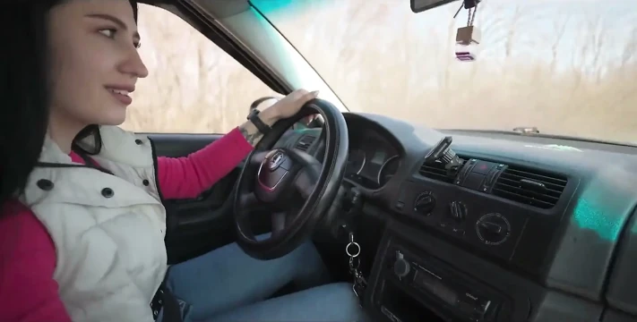 Araba yolculuğu sırasında sırayla halka açık oral seks