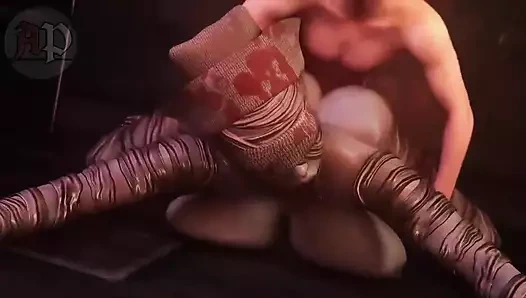 Büyük memeli Silent Hill Baddie arkadan sikiliyor.