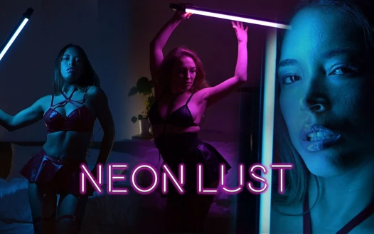 Neon şehvet - lezbiyen kızlar kamera arkası görüntülerini gösteriyor