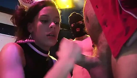 Bunny Eared Babes Devour Cocks in Steamy Group Orgy