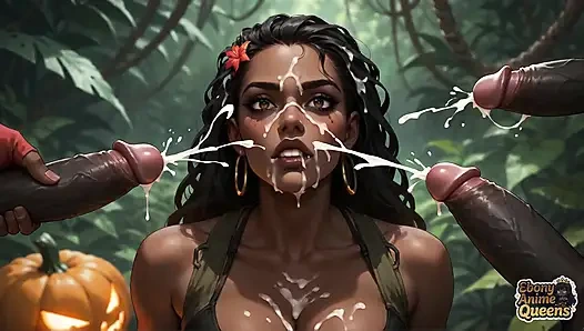 Ateşli zenci tanrıça cadılar bayramı kabakları ateşli arzu içinde - xxx!