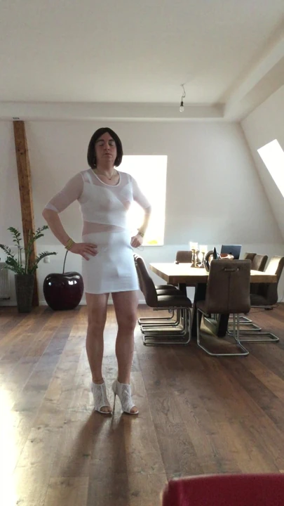 Nicki-crossdress - seksi beyaz örgü elbise (c)2016