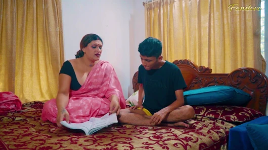 Desi stepmom taught her stepson "how to do sex" while he was studying (Hindi audio)