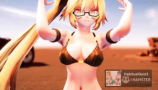 MMD R18 Neru Развратная камера получила что бум развратной милфы-студентки жесткого офиса, публичный 3D хентай