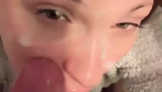 benim sürtük kız arkadaşı seviyor boyama onu yüz ile benim cum