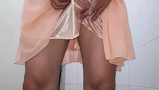 İpek astarlı mini şifon elbise dağınık olsun