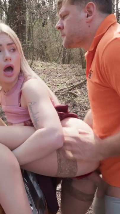 Fake Driving School French blonde MILF Georgia Koneva fast hard fuck outdoors POV car sex | Clip 3