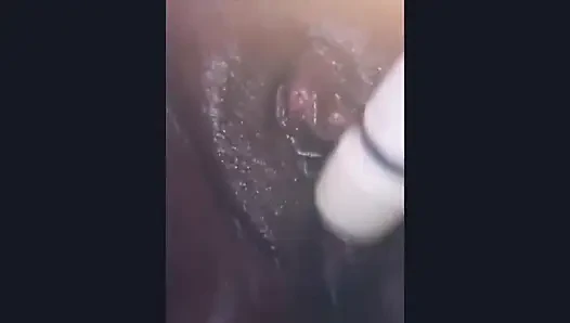 Siyah Amcık Ve Vibratörle Oynuyor Bakış açısı!!