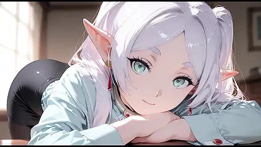 Frieren zam istemek için patronuna geldi. Frieren patronuyla seks yapıyor. Frieren hentai cosplay
