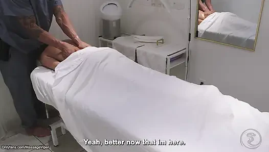 Real Massage Therapist Gets Sucked and Fucked by Fit Blonde Client