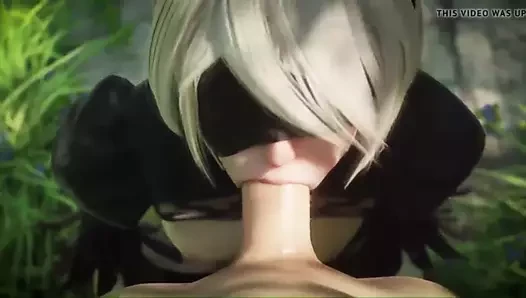 Sıcak nier automata kahrolası ile oral seks ve cumshot