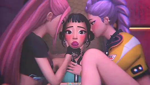 Lesbian College Girls Femdom FFF Threesome (3D Animation)