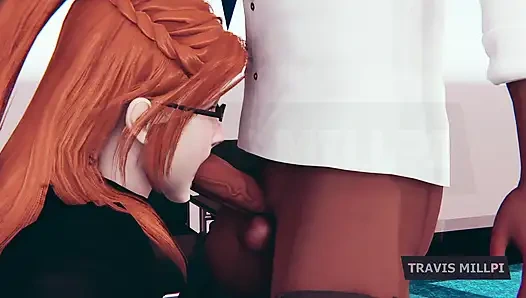 Büyük memeli kızıl saçlı sekreterle saatler süren cezadan sonra ofiste baştan çıkarma