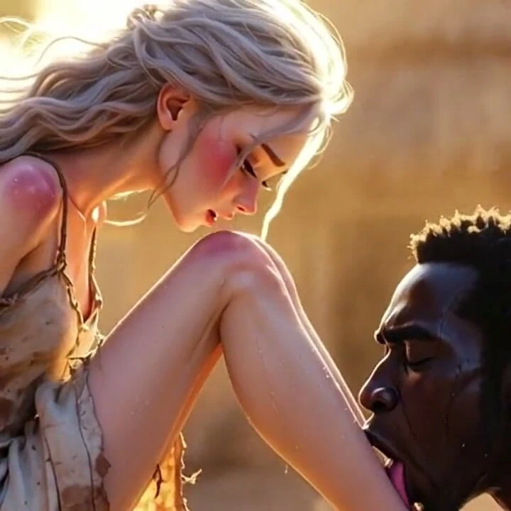 Kölelikte Beyaz Kadın - Afrikalı Adam Tutkulu Ayak Yalama